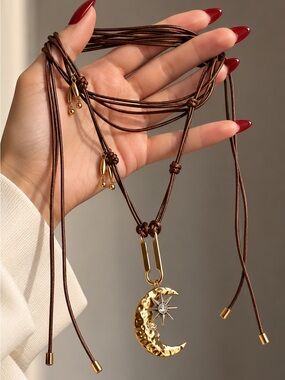 Celestial Moon Cord Necklace